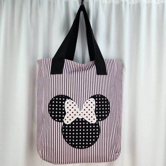 💜Disney Pink Minnie Mouse Zippered Canvas Tote - Picture 1 of 16